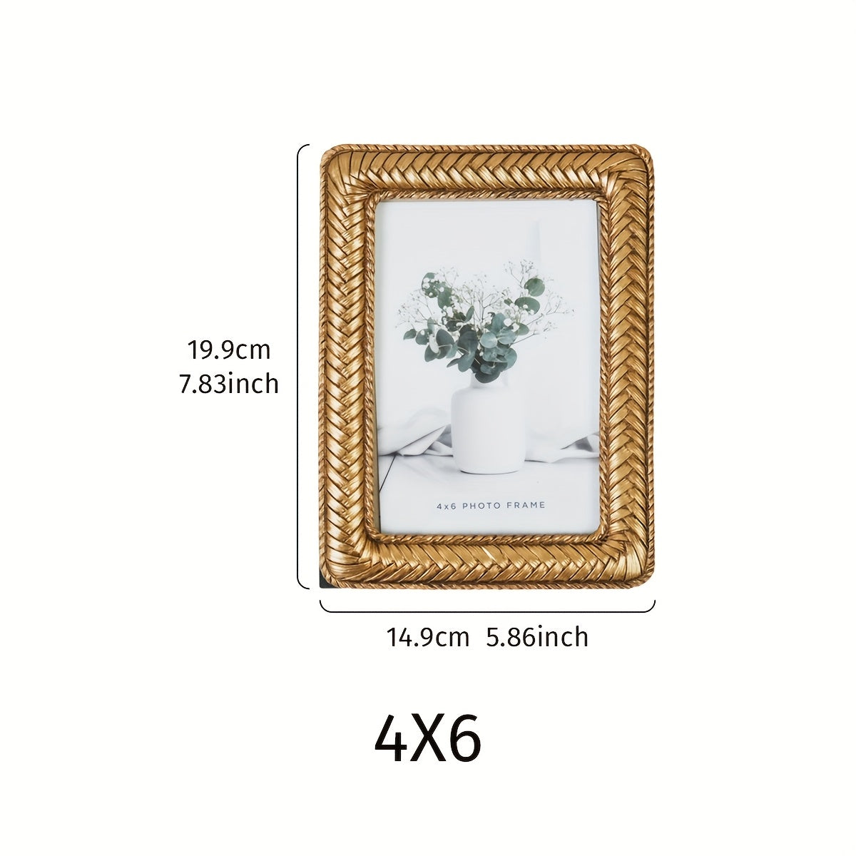 Picture Frames / 1pc Golden Woven Pattern Resin Photo Frame - Modern Creative Tabletop Decor for Bedroom, Study, or Office, Multiple Styles Available, Simple yet Elegant Design for Photo Display, Office Decor | Decorative Frame | Textured Fin