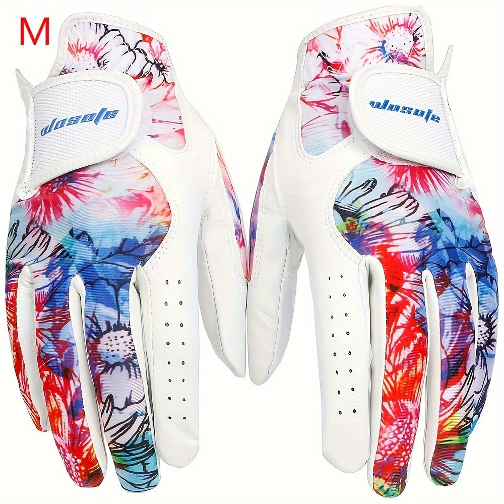 1 Pair Women's Golf Gloves, Soft Sheepskin Material, Stretch Lycra Fabric, Ultra-thin Leather Palm, Wear-resistant, Non-slip, Breathable, Fashionable Sports Gloves, Perfect Golf Outdoor Accessories