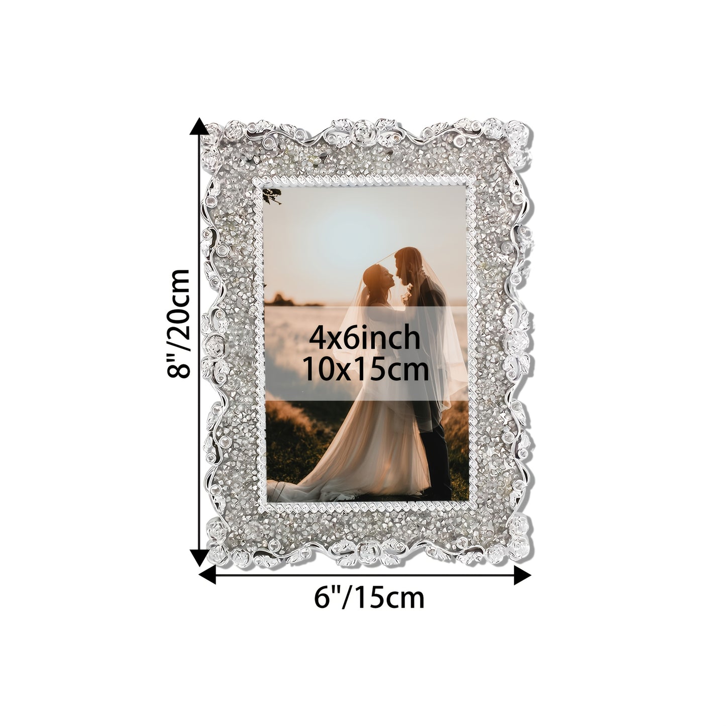 Picture Frames / Luxurious Rhinestone Embellished Picture Frame, Photo Frames, Elegant Home Decor for Living Room & Bedside, Twinkle Twinkle Design, Memory Keepsake Display, Ideal gift for weddings, Mother's Day, and Easter Pictures Are for D
