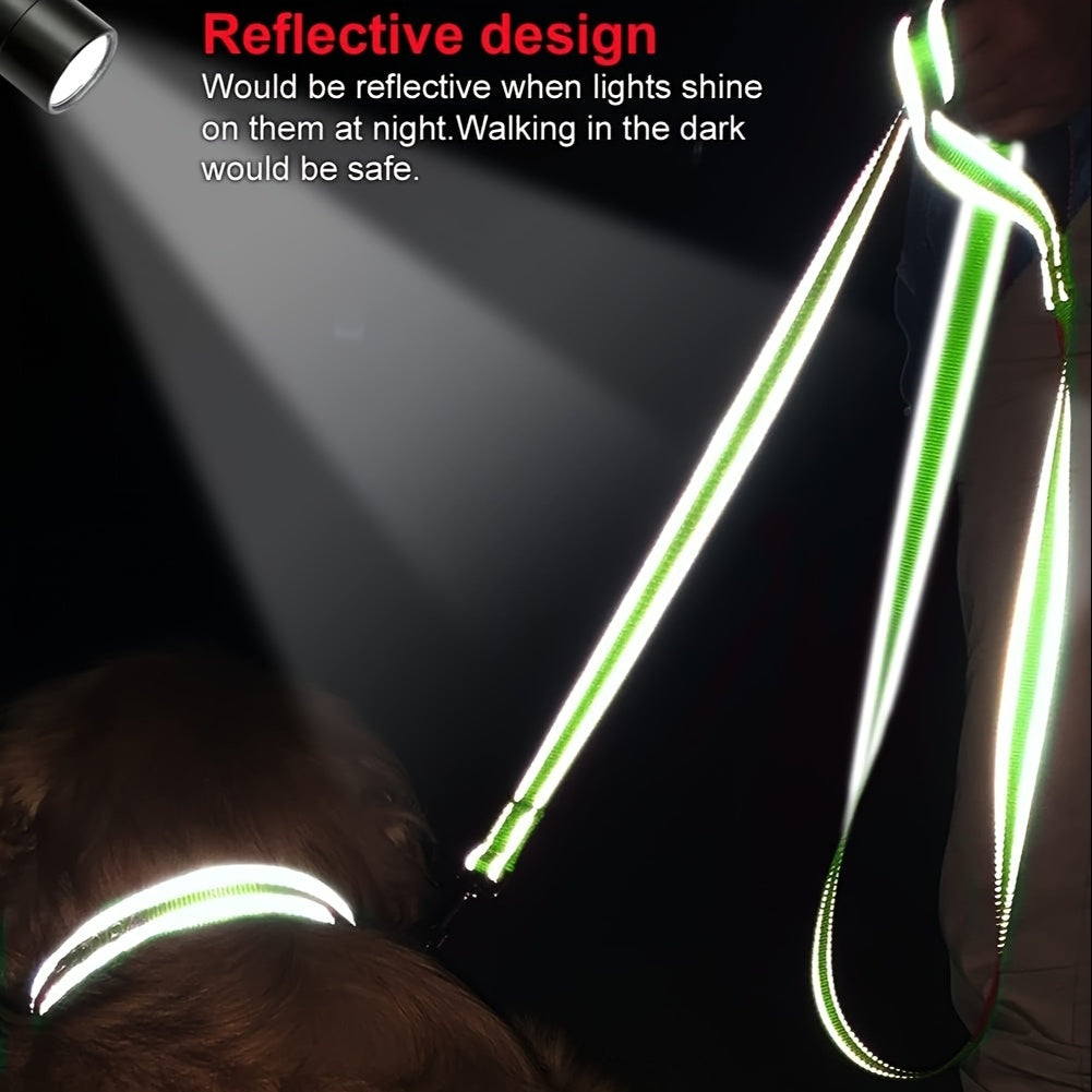 Reflective Dog Leash With Padded Handle, 5 Feet Long And 1 Inch Wide, Suitable For Walking And Training Medium To Large Dogs. Durable And Sturdy, Available In Multiple Color Options, Without Battery