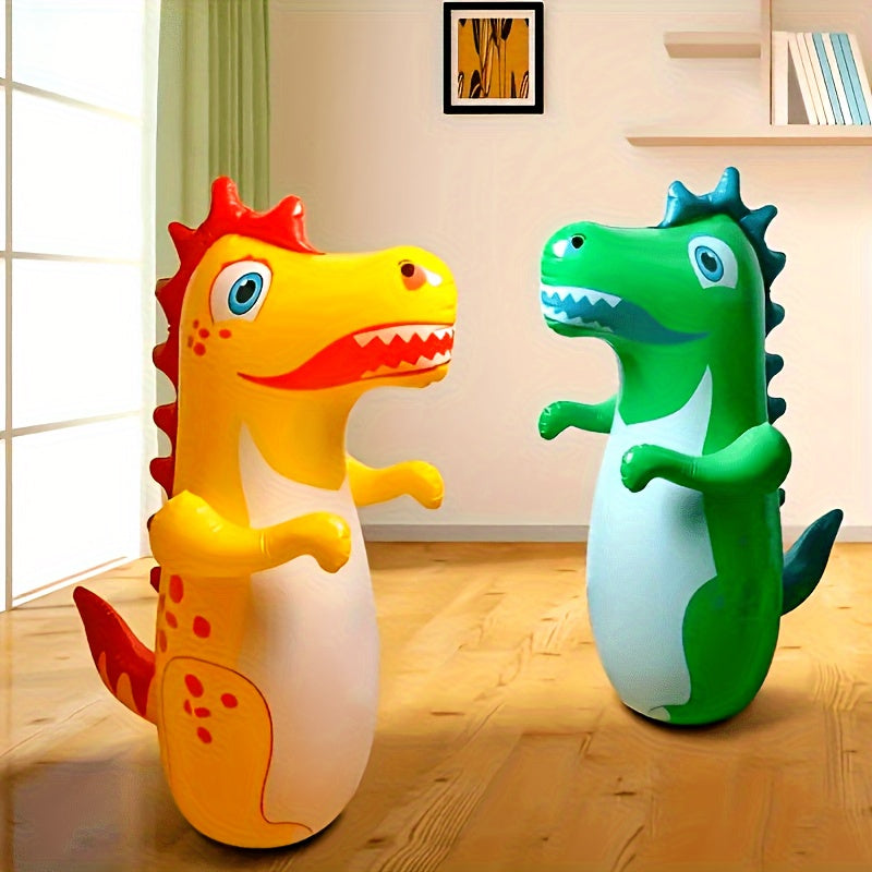 Toys / 1pc Dinosaur Inflatable Punching Bag for Youngsters Ages 3-6 - Durable PVC Outdoor Exercise Toy with Vibrant Colors (Yellow, Green, Rose Red) - Fun & Safe for Active Play, Dinosaur Toys, Playful Design, Sturdy Construction