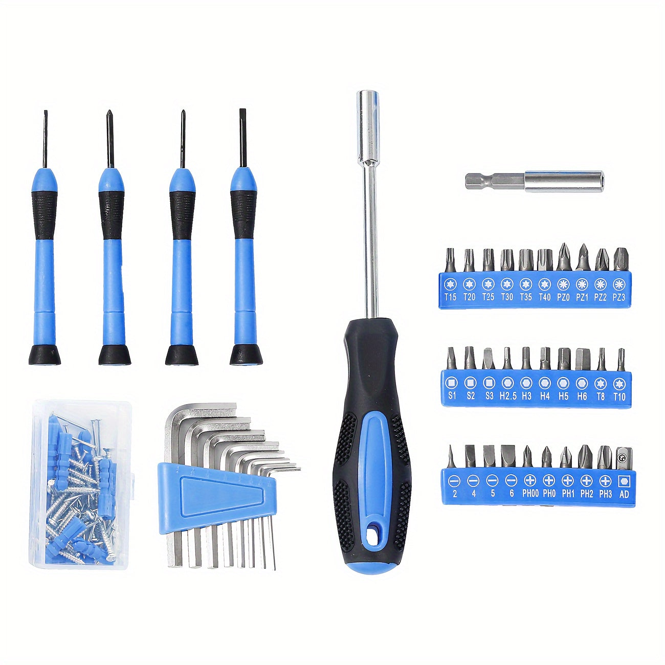 126pcs Durable Metal Hand Tool Set with Plastic Storage Case - Household & Automotive Repair Kit, No Electricity Needed, Blue, Manual Task Essentials|Ergonomic Tool Design|Molded Case Interior