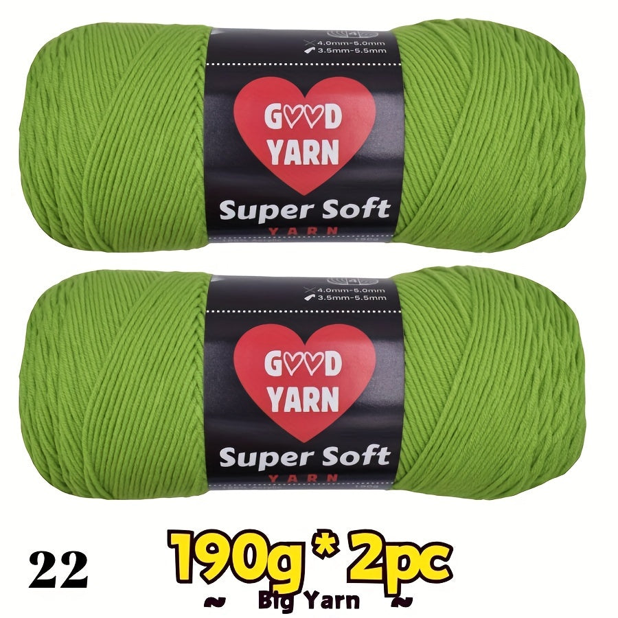 2pc*190g big 100% Acrylic yarn for knitting, crocheting, amigurumi and craft projects, #4-Worsted Yarn