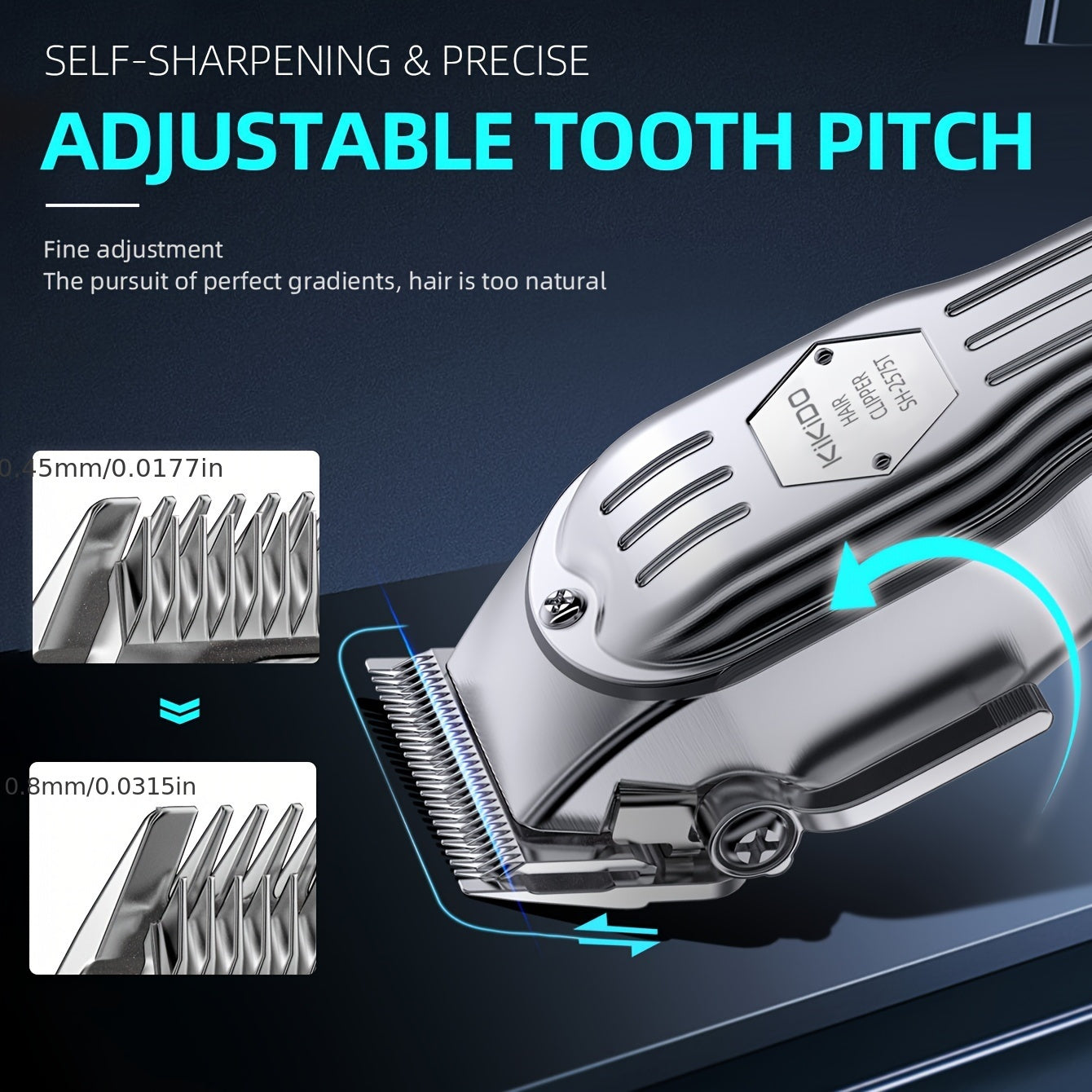 KIKIDO KK-2575T Men's Hair Clipper Set - 2-in-1, High-Speed, Zero Gap Blade, LCD Display, Rechargeable Wireless | 11 Limit Combs, Home & Salon Use