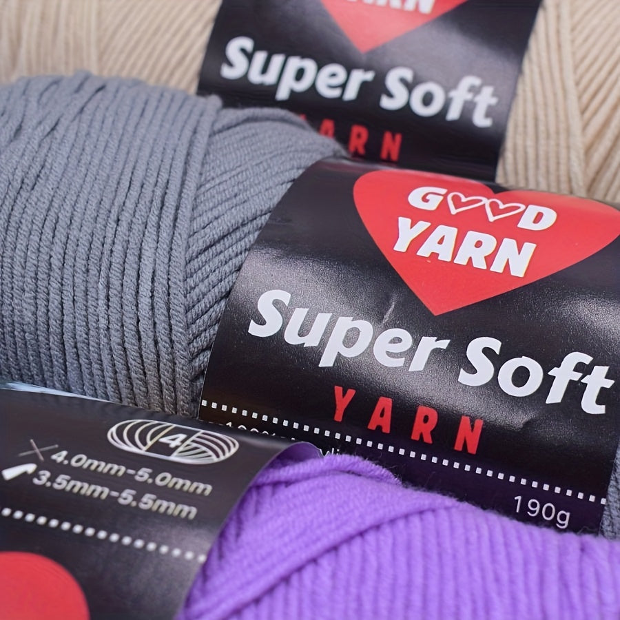2pc*190g big 100% Acrylic yarn for knitting, crocheting, amigurumi and craft projects, #4-Worsted Yarn
