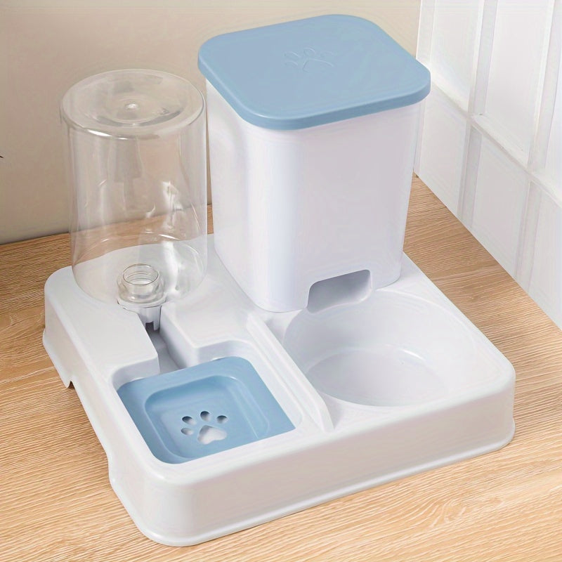 2-in-1 Cat Bowl, Plastic Pet Feeder with Water Dish, Dual-Function Pet Food and Water Bowl, Easy to Clean, Durable, for Cats and Dogs