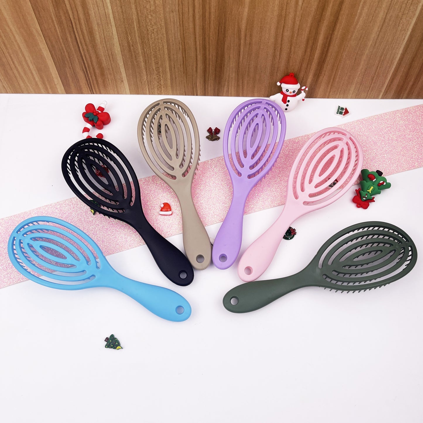 1/2pcs Hollow Hair Comb Skull Massage Brush - Anti-Static, Anti-Knot, Tangle Styling Brush with ABS Plastic and Sandalwood Handle, Suitable for Normal Hair Types