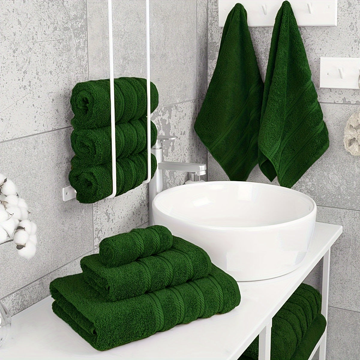 6pcs Towel Set, 2 Bath Towels 2 Hand Towels 2 Washcloths, Soft Cotton Towels, Plain Absorbent Towel For Home Bathroom, Bathroom Supplies