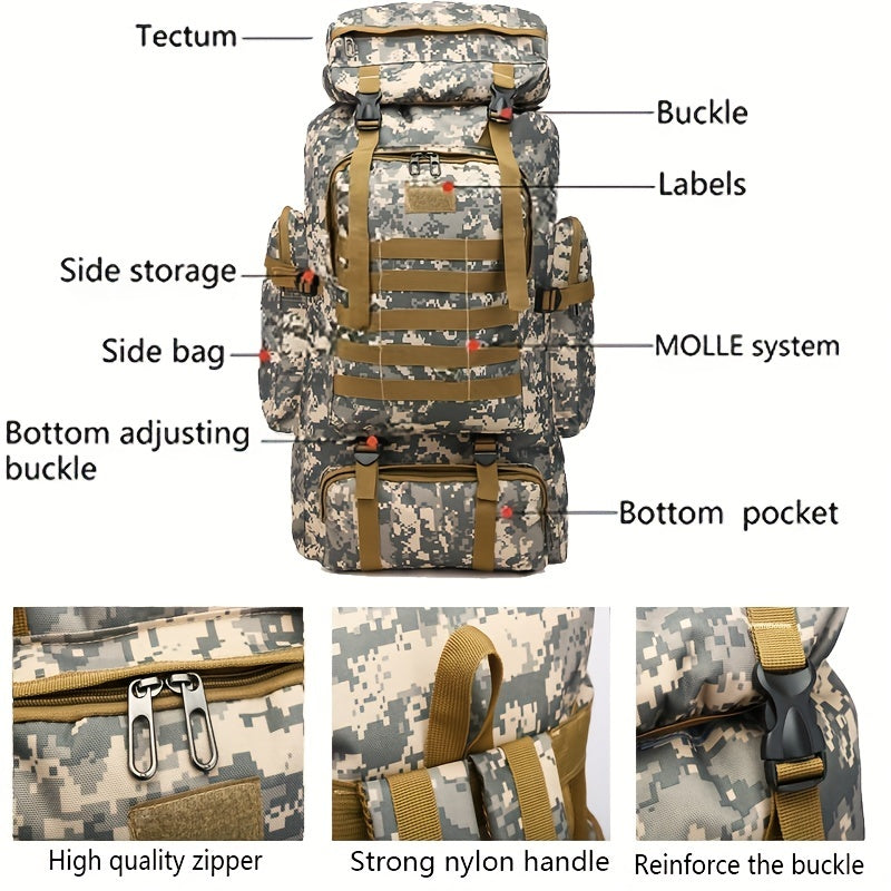 Outdoor Sport Backpack, Large Capacity Outdoor Hikingbag, Camouflage Backpack For Camping Traveling