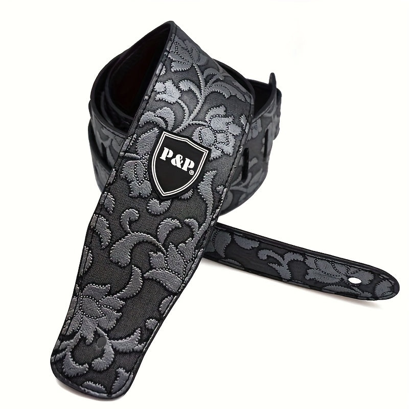 Guitar Straps / 2.5 Inch Guitar Strap Genuine Faux Leather Adjustable Soft Embroidered Belt For Classical Bass Music Hobby Guitar Accessories (Random Pattern)