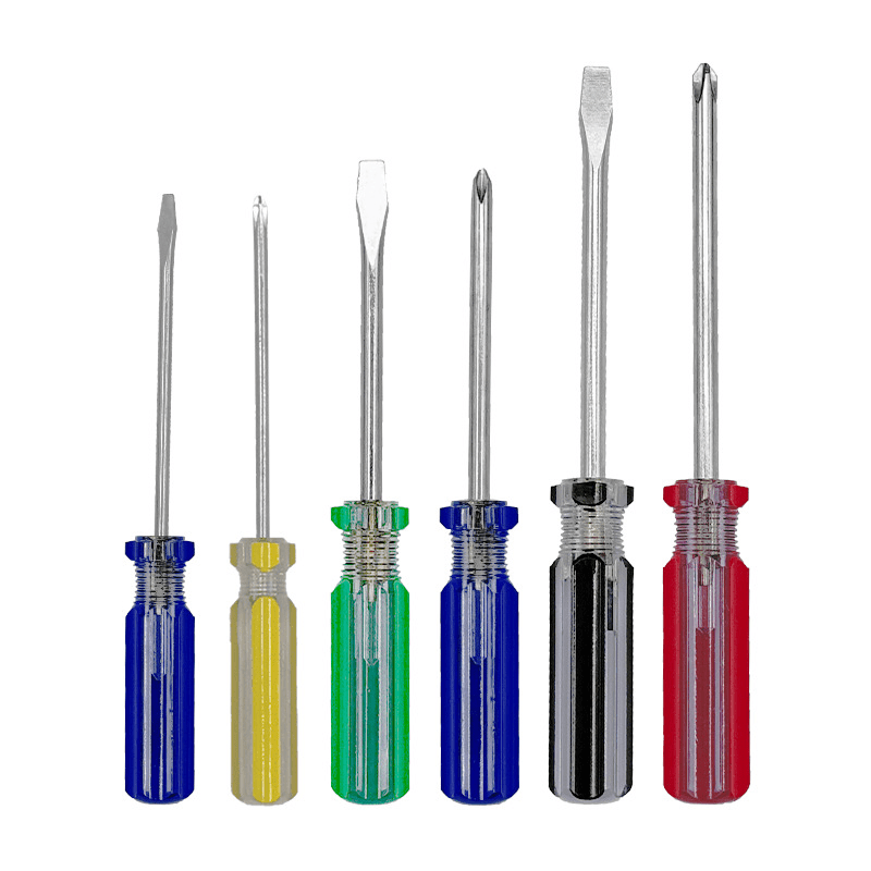 6pcs Colorful Striped Screwdriver Set - Cross & Straight Tips, 3mm, 5mm, 6mm - Durable Metal Handles in Vibrant yellows, Blues, Greens & Red for Home Improvement & DIY Projects, Screwdrivers for Electric Tools