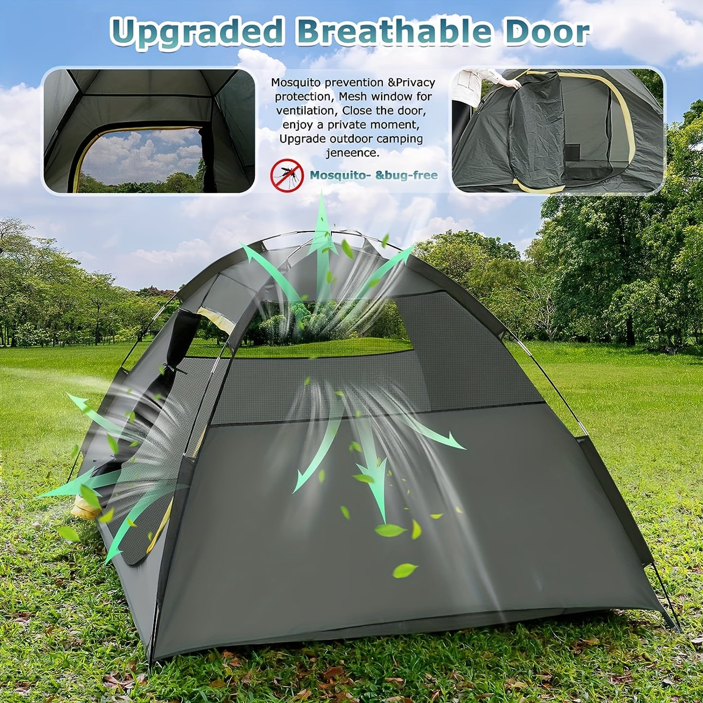 2-5 Person Family Camping Tent, All-Season Waterproof Nylon Dome with Steel Frame, Easy Setup, Removable Rainfly, Zipper Closure, Outdoor Shelter for Hiking, Traveling