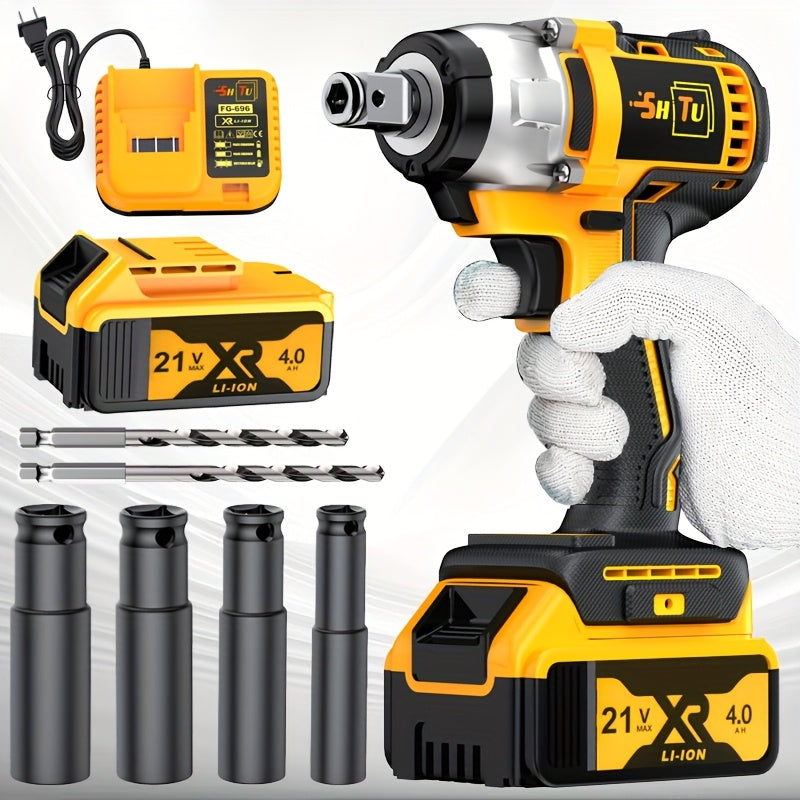 Cordless impact wrench, impact wrench with charger, lithium-ion wrench, portable, fast charger - electric tools suitable for home and car maintenance and repair