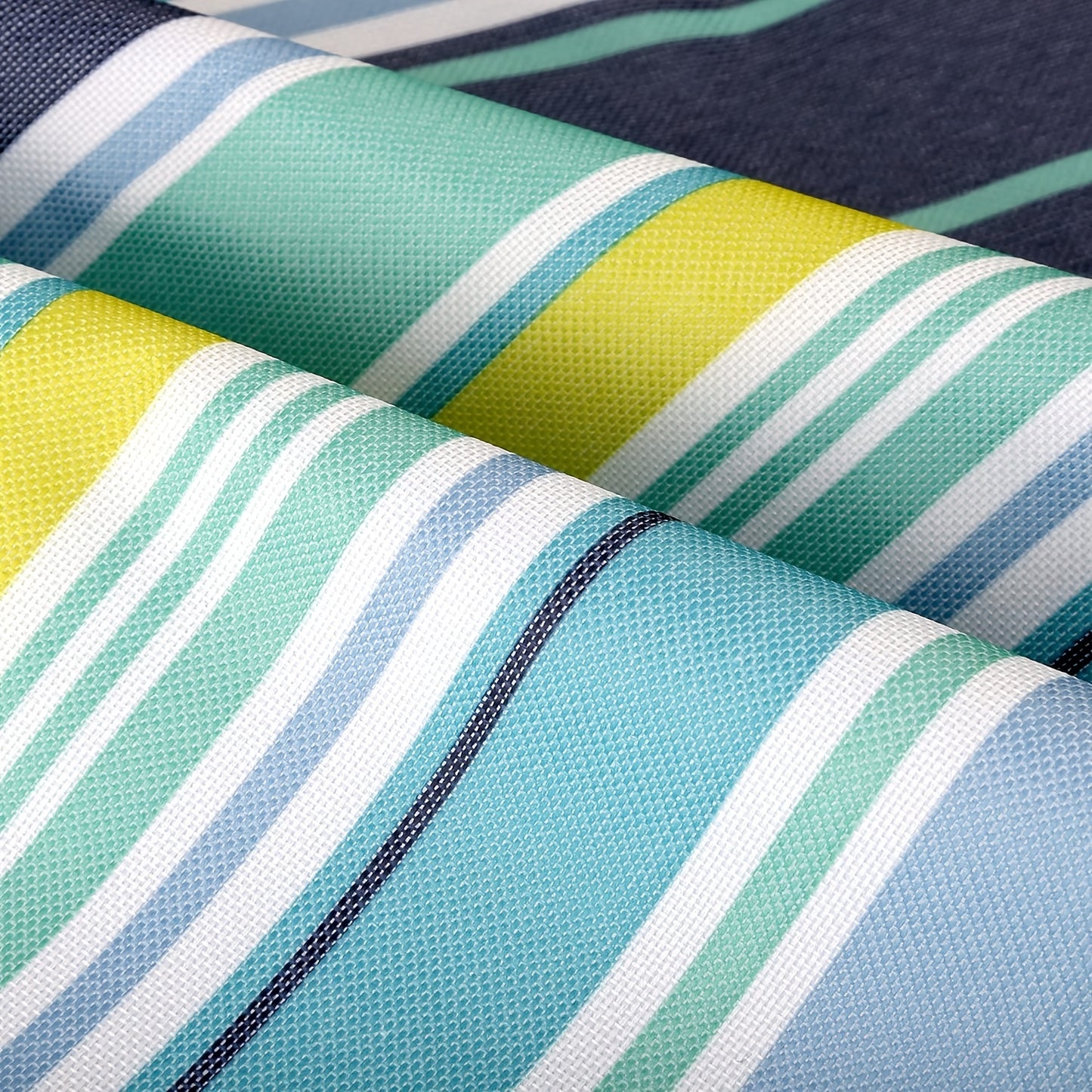 Oversized 80" x 60" Outdoor Picnic Blanket - Portable Beach Mat with Vibrant Blue & Green Stripes, Durable Oxford Cloth, Ideal for Camping, Hiking, and Vacation, All-Season Use, Camping Essentials | Vibrant Striped Design | D