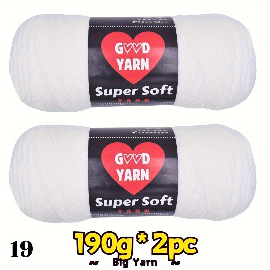 2pc*190g big 100% Acrylic yarn for knitting, crocheting, amigurumi and craft projects, #4-Worsted Yarn