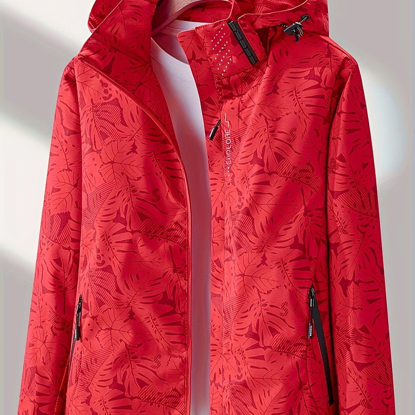 Women'S Windproof Jacket with Full-Zip Front - Lightweight Outdoor Coat, Stand Collar, Non-Stretch Fabric for Hiking, Camping, Travel - Bright Pink Windproof Shell (Spring/Fall/Summer) - Easy-Care Design, Hiking Gear, Camping