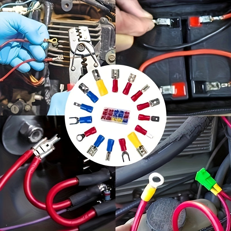 280pcs UMLIFE Spade Crimp Terminal Connector Kit, Copper Contact, Non-insulated, Variety of Insulated Cable Connectors, with 5-in-1 Wire Stripper, for Automotive & Home Wiring Projects, Electrical Crimp Termination