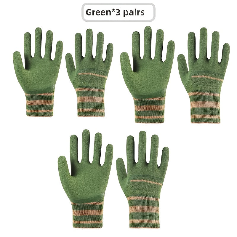 3 Pairs Heavy-Duty Gardening & Industrial Gloves - Puncture-Proof, High Quality, Wear-Resistant, Reinforced Palm & Cuffs, Breathable Mesh Wrist, Washable Rubber Gloves for Rose Gardening, Landscaping, DIY Projects, Landscape