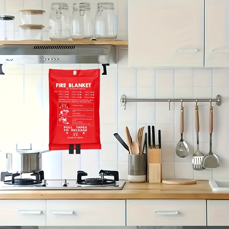 40" X 40" Emergency Fire Blanket for Home & Outdoor Survival - Durable Fiberglass, Tear-Resistant, Non-High Quality, Red with Black Straps, Ideal for Camping & Kitchen Fire Suppression, Kitchen Fire Extinguisher, Tearresistan