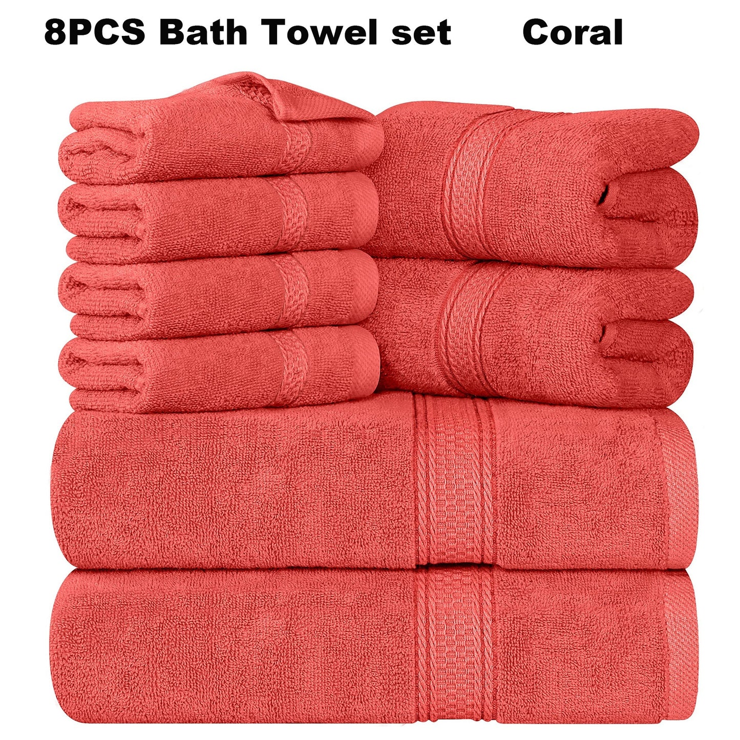8pcs Bath Towel Set, 2 Bath Towels, 2 Hand Towels, 4 Washcloth, Luxurious, Soft, Skin Friendly, Good Water Absorption, Quick Drying, Thickened Bathing Towel, Suitable for Home, Hotel, Travel, Fitness, Beauty SPA, Etc, Wash Cl