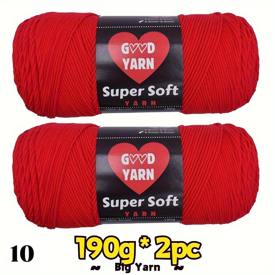 2pc*190g big 100% Acrylic yarn for knitting, crocheting, amigurumi and craft projects, #4-Worsted Yarn