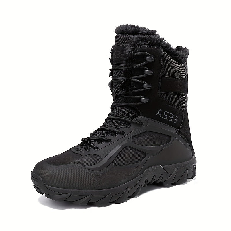 Non-slip Men's Tactical Hiking Boots, Wear-resistant Winter Outdoor Camping Trekking Shoes for Snow