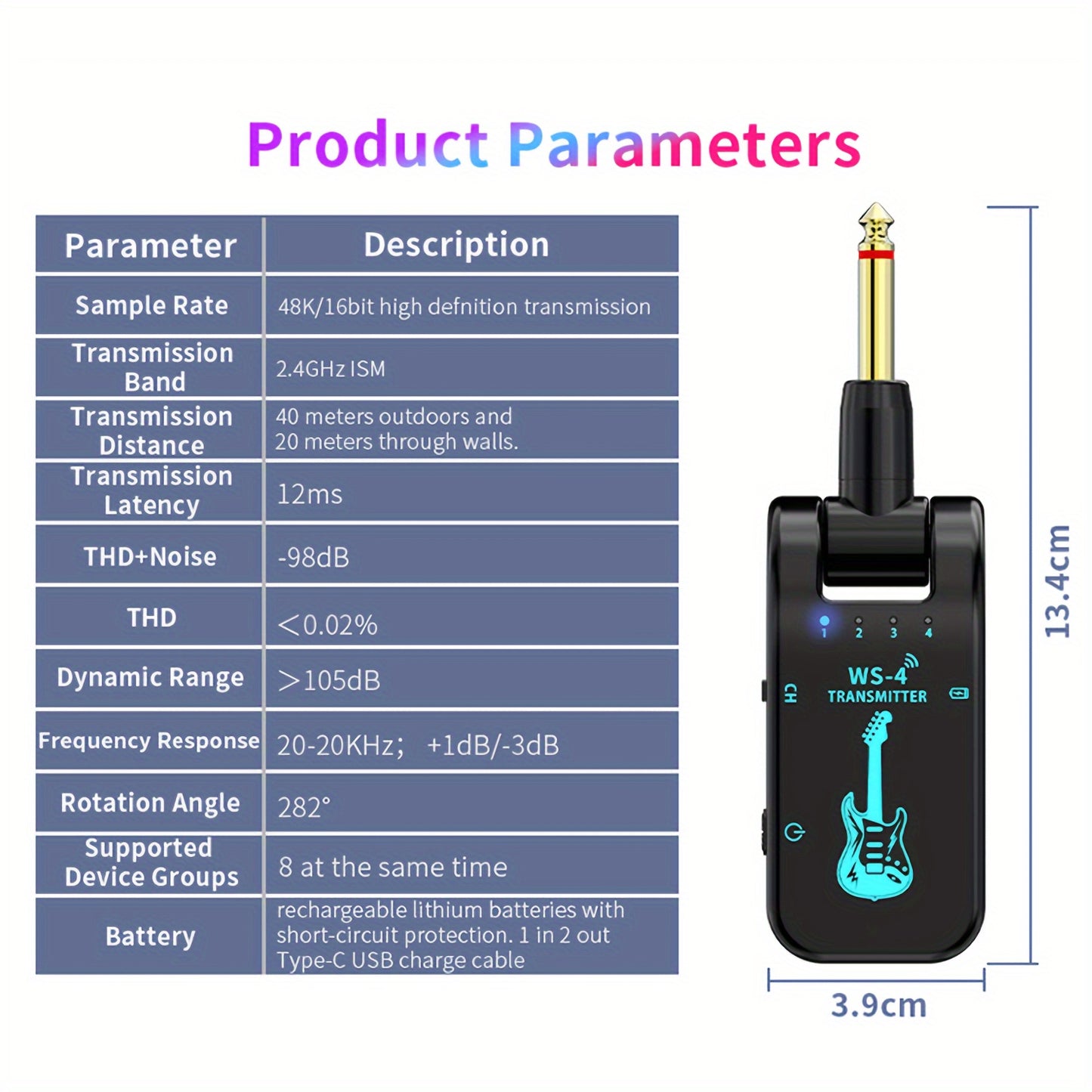 2. 4G Wireless Transmission System for Guitar with Wireless Transmitter And Receiver