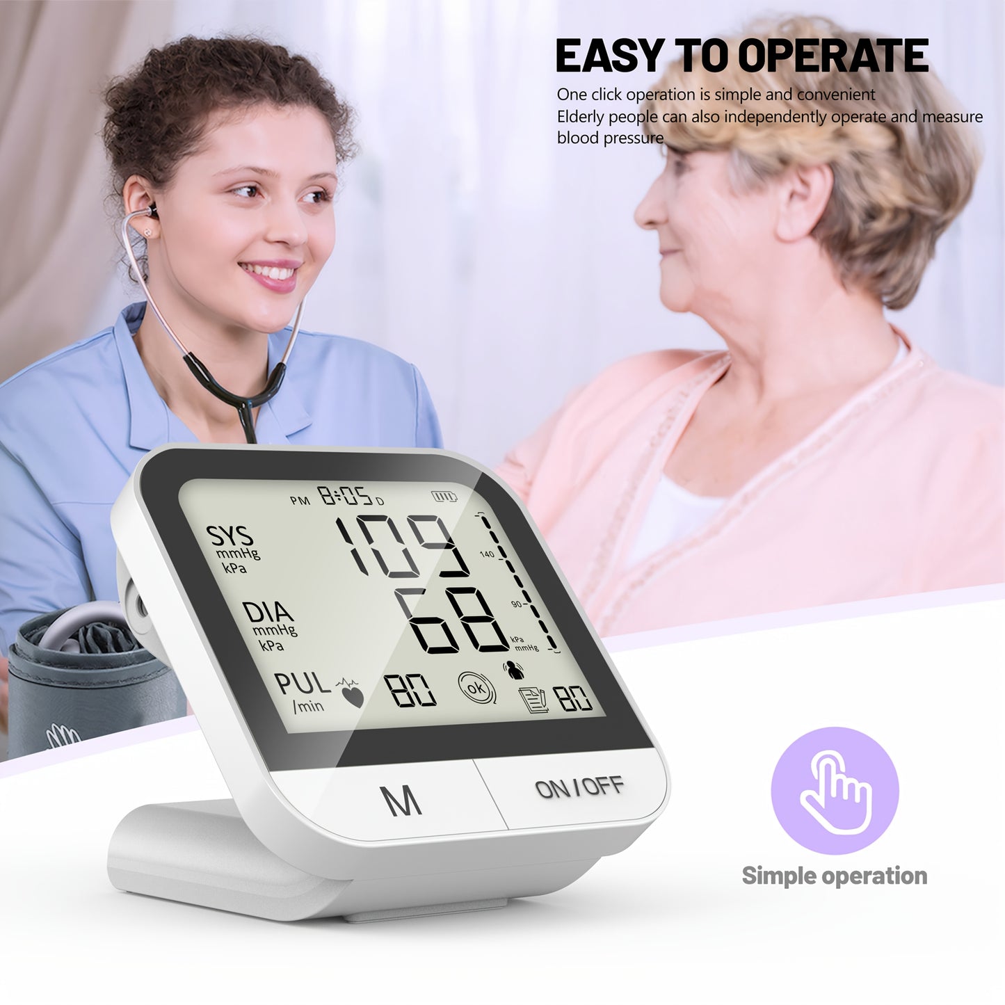 The Upper Arm Health Tracker Features a 4.33-Inch High-Definition Display, Voice Announcements, One-Button Operation, And Dual Detection of Heart Rate And Vital Signs, Making It Suitable for Daily Health Management at Home (B