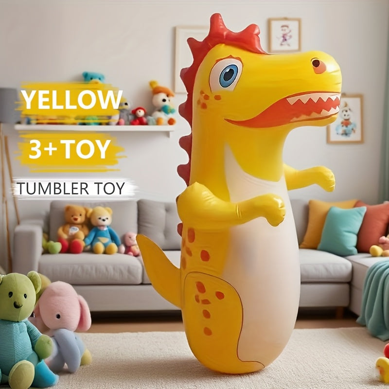 Toys / 1pc Dinosaur Inflatable Punching Bag for Youngsters Ages 3-6 - Durable PVC Outdoor Exercise Toy with Vibrant Colors (Yellow, Green, Rose Red) - Fun & Safe for Active Play, Dinosaur Toys, Playful Design, Sturdy Construction