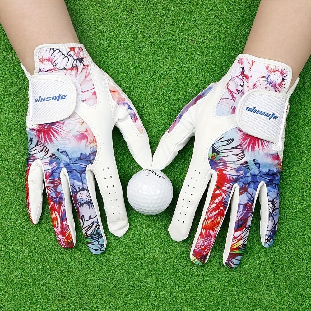 1 Pair Women's Golf Gloves, Soft Sheepskin Material, Stretch Lycra Fabric, Ultra-thin Leather Palm, Wear-resistant, Non-slip, Breathable, Fashionable Sports Gloves, Perfect Golf Outdoor Accessories