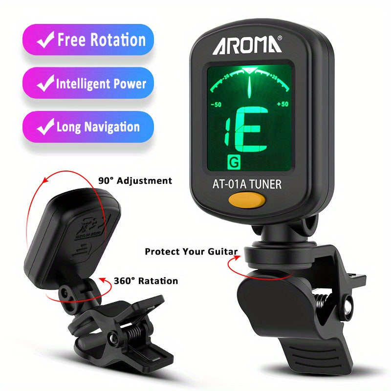 Guitar Tuner / 1-Pack Guitar Tuner, Clip on Tuner for Guitar/ Bass/ Violin/ Ukulele, Auto Power Off/ One Button Operation