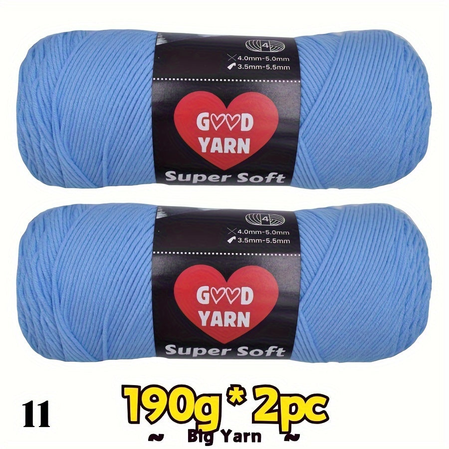 2pc*190g big 100% Acrylic yarn for knitting, crocheting, amigurumi and craft projects, #4-Worsted Yarn