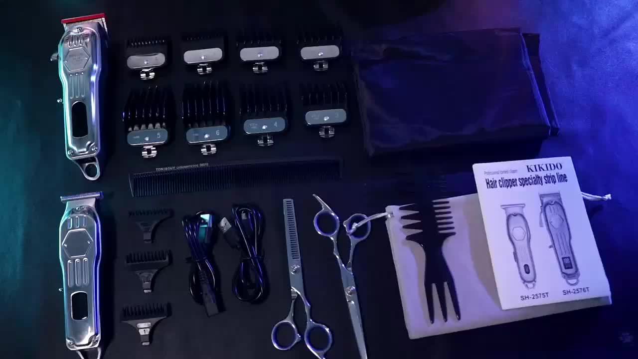 KIKIDO KK-2575T Men's Hair Clipper Set - 2-in-1, High-Speed, Zero Gap Blade, LCD Display, Rechargeable Wireless | 11 Limit Combs, Home & Salon Use
