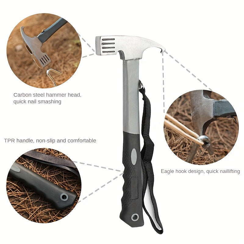 Camping Hammer: Heavy-Duty Multifunctional Steel Hammer with Tent Stake Remover & Holding Strap!Outdoor Camping Tool Suitable for home and outdoor use