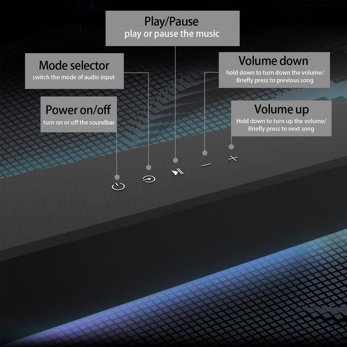 Soundbar / 60W Powerful Soundbar System with Subwoofer - 5.0, Home Theater Speaker with Deep Bass, HDTV-like Audio, USB/AUX//Mic Inputs, Compatible with Smart TV, PC, Gaming, Projector - Easy Setup & Remote Control Included