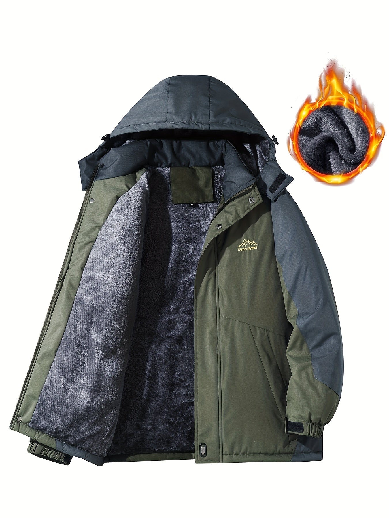 Men's Jacket / Men's Casual Color Block Thick Hooded Jacket, Windproof Single-Layer Fleece Jacket for Fall Winter Jacket Gifts
