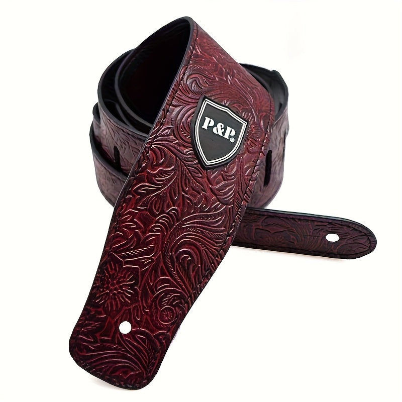 Guitar Straps / 2.5 Inch Guitar Strap Genuine Faux Leather Adjustable Soft Embroidered Belt For Classical Bass Music Hobby Guitar Accessories (Random Pattern)