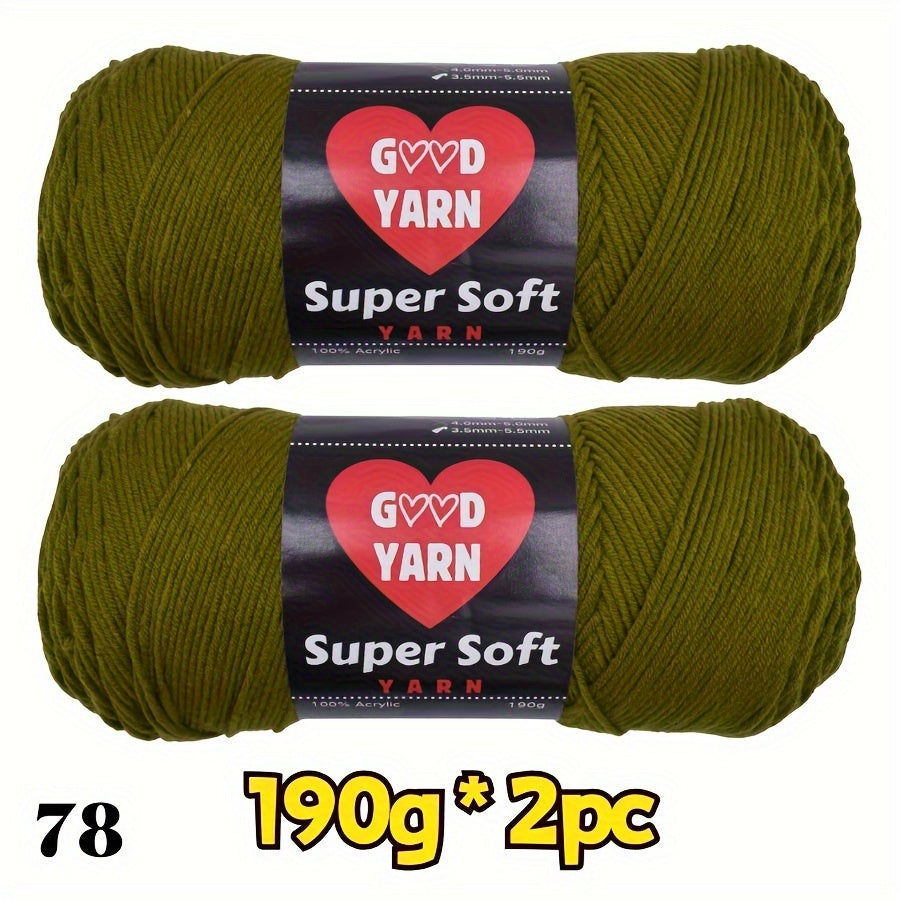 2pc*190g big 100% Acrylic yarn for knitting, crocheting, amigurumi and craft projects, #4-Worsted Yarn