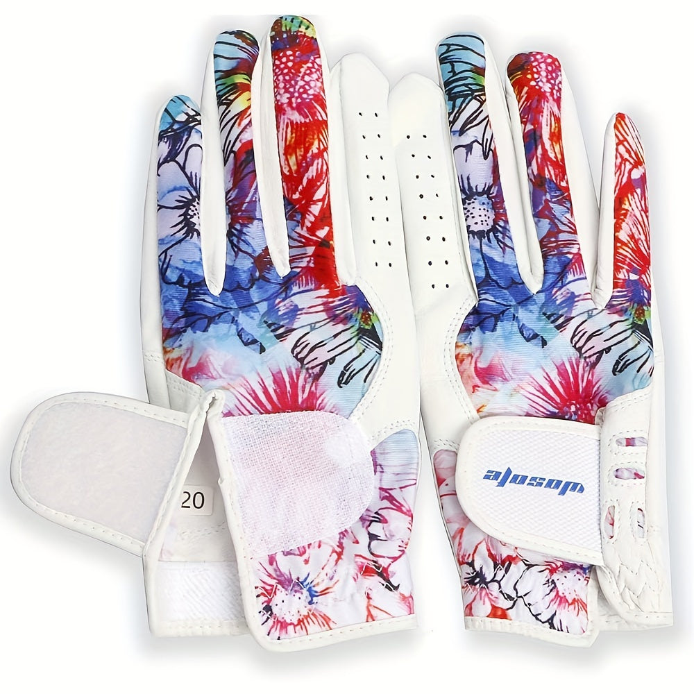 1 Pair Women's Golf Gloves, Soft Sheepskin Material, Stretch Lycra Fabric, Ultra-thin Leather Palm, Wear-resistant, Non-slip, Breathable, Fashionable Sports Gloves, Perfect Golf Outdoor Accessories