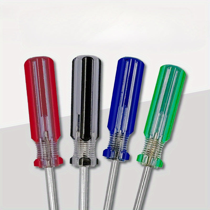 6pcs Colorful Striped Screwdriver Set - Cross & Straight Tips, 3mm, 5mm, 6mm - Durable Metal Handles in Vibrant yellows, Blues, Greens & Red for Home Improvement & DIY Projects, Screwdrivers for Electric Tools