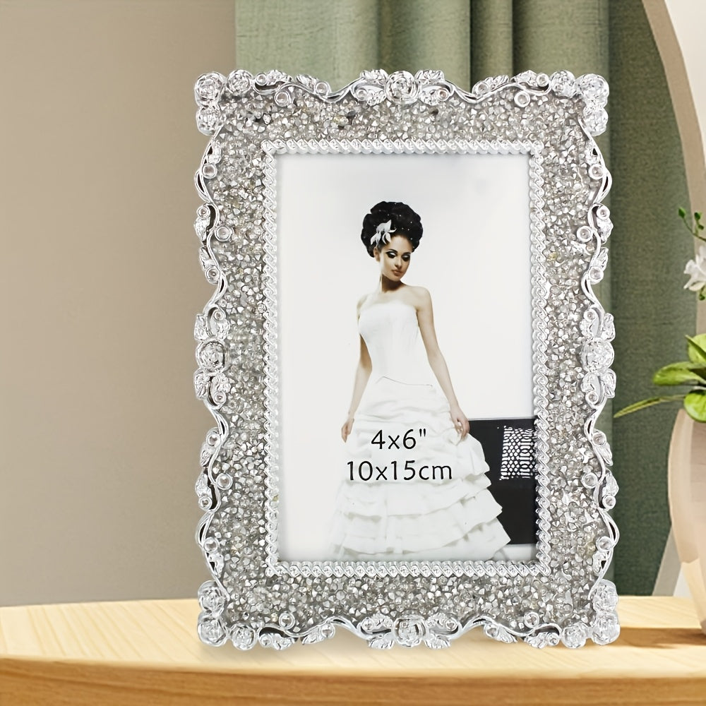 Picture Frames / Luxurious Rhinestone Embellished Picture Frame, Photo Frames, Elegant Home Decor for Living Room & Bedside, Twinkle Twinkle Design, Memory Keepsake Display, Ideal gift for weddings, Mother's Day, and Easter Pictures Are for D