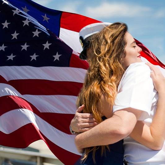 1pc American Flag 3x5 Ft TearProof For Outside, Build To Long Lasting, Fade Resistant Spun Polyester, High Wind US Outdoor Flags Embroidered Stars, Sewn Stripes, Brass Grommet