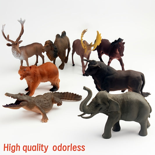 Toys / 8pcs set of large simulation wildlife park cognitive model scene crocodile bullfighting elephant camel bear deer home decoration for Christmas,halloween decorations,fall home decor Collectible Figurines