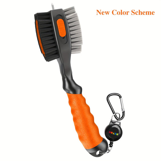 HUAEN Golf Club Head Cleaning Brush, Stainless Steel & PP Material, Portable Cleaner with Magnetic Keychain, Durable Club Maintenance Tool