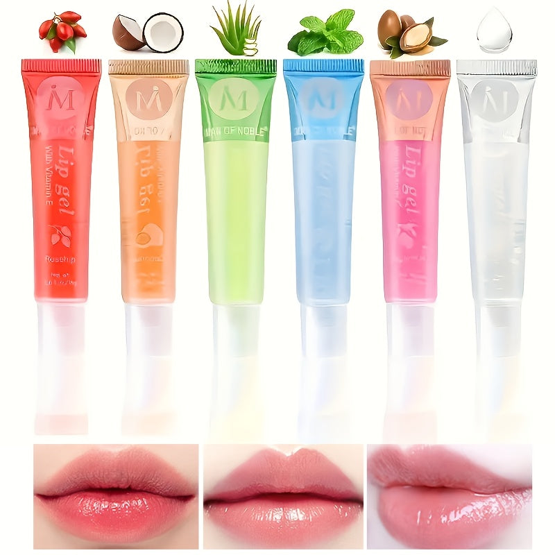 Lip Balm 6-Color Transparent Fruit Flavored Moisturizing Lip Gloss