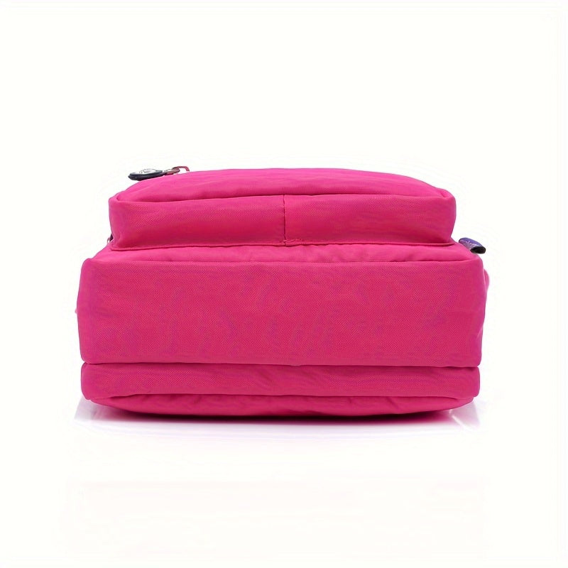 Women'S Lightweight Nylon Shoulder Bag - Casual Fashion Messenger Bag with Multiple Pockets, Adjustable Strap, and Zipper Closure in Pink, Purple, Blue, Green, Black, Red, Blue, Yellow, Black, White, Black Patterns, Messenger