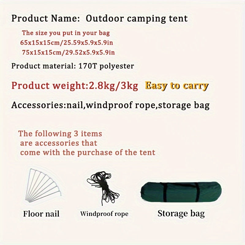 Double Layer Waterproof Windproof Tent - Easy Setup, Two Doors, Spacious Interior for Family Camping, Hunting, Hiking, Mountaineering, Travel - Durable, Portable, and Weather-Resistant Outdoor Shelter