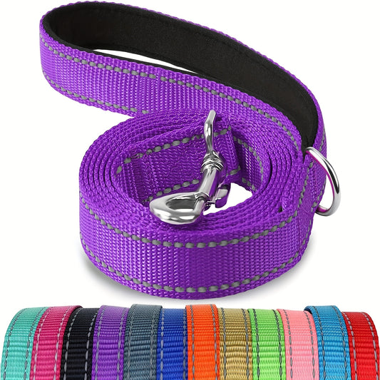 Reflective Dog Leash With Padded Handle, 5 Feet Long And 1 Inch Wide, Suitable For Walking And Training Medium To Large Dogs. Durable And Sturdy, Available In Multiple Color Options, Without Battery