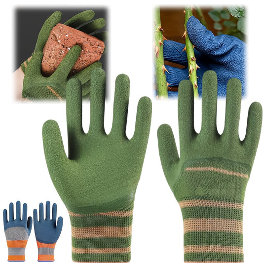 3 Pairs Heavy-Duty Gardening & Industrial Gloves - Puncture-Proof, High Quality, Wear-Resistant, Reinforced Palm & Cuffs, Breathable Mesh Wrist, Washable Rubber Gloves for Rose Gardening, Landscaping, DIY Projects, Landscape