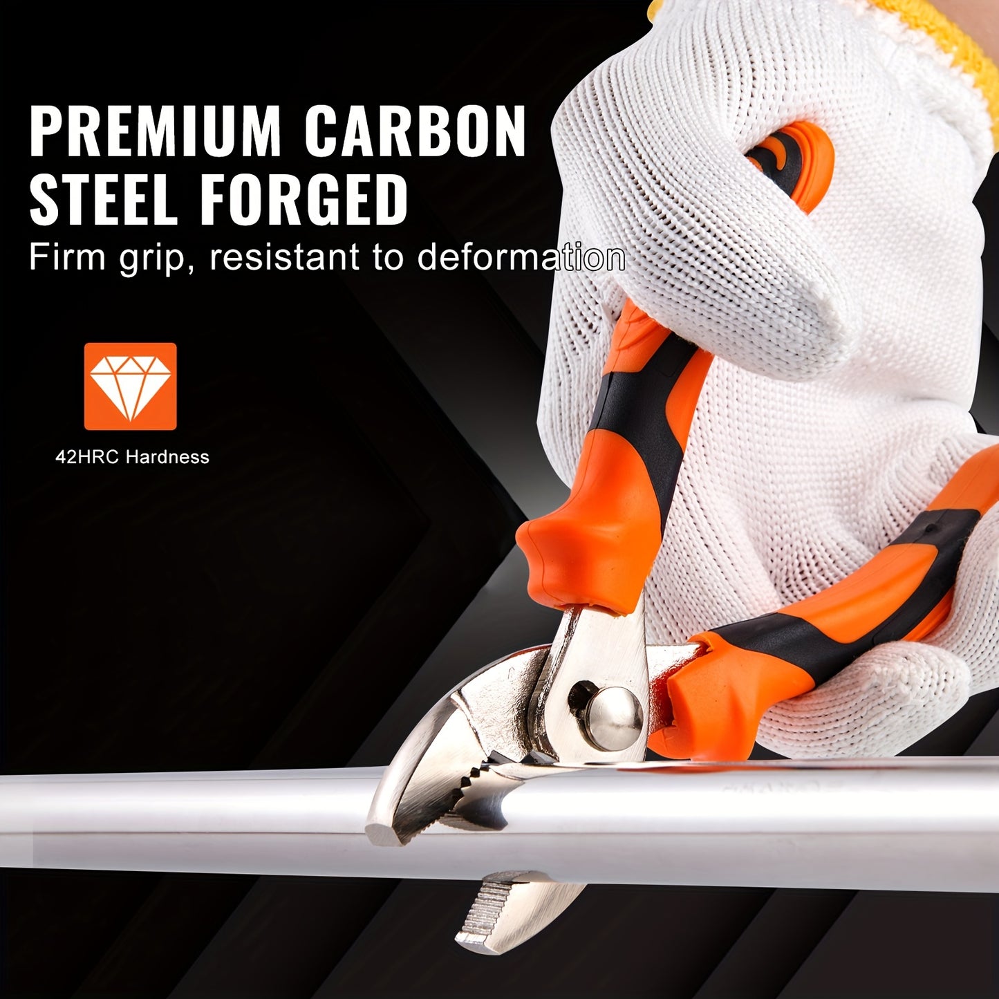 VEVOR 8-Piece Pliers Set, High Carbon Steel, 12"/10"/8" Groove Joint Pliers, 8" Linesman's Pliers, 6" Slip Joint Pliers, 8" Long Nose Pliers, 6" Diagonal Cutter, 10" Adjustable Wrench, And Tool Bag